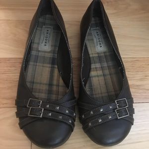 Brown Studded Ballet Flats